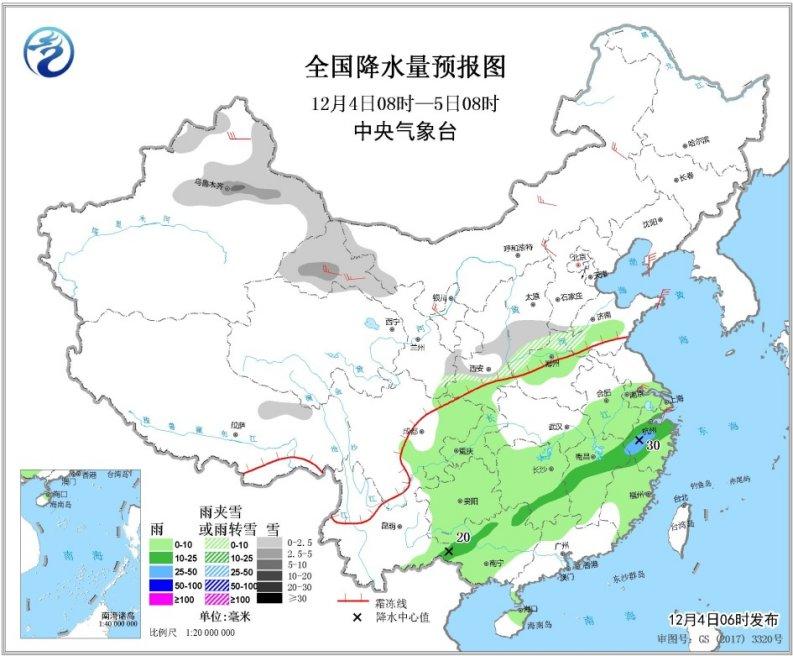 未来三天强冷空气将再度影响中国 南方地区多阴雨