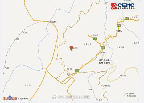 云南德宏州盈江县发生3.1级地震 震源深度9千米