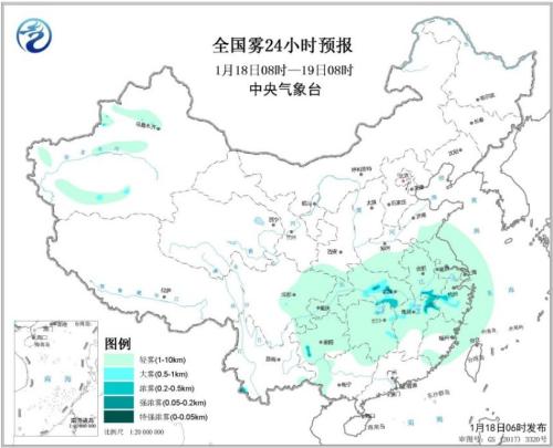 华北黄淮汾渭平原部分地区有霾 18日夜起南方有降水