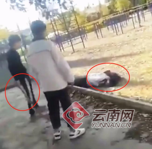 男生被同学持木棍击打后脑后直挺栽倒 官方回应