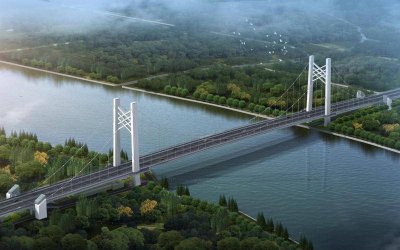 黄浦江上首座悬索桥 嘉松公路越江大桥正式开工