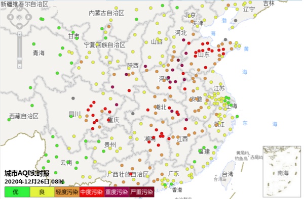 今日武汉空气质量为中度到重度污染 预计后日将逐渐转良