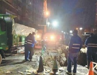 北京京旺家园二区连夜抢修断裂水管