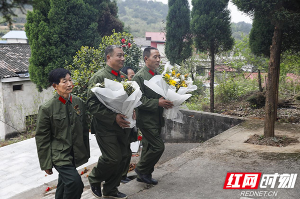 双峰县：参战老兵带领中学生祭扫烈士墓