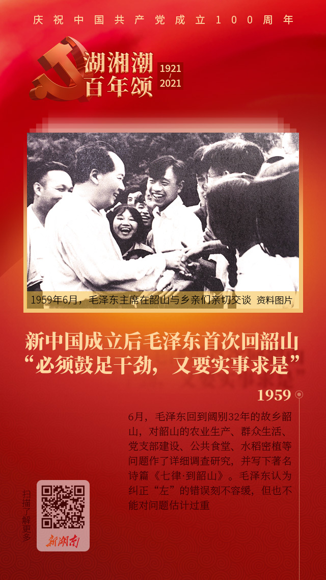 湖湘潮 百年颂丨新中国成立后毛泽东首次回韶山：“必须鼓足干劲，又要实事求是”