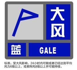 上海中心气象台11日11时00分发布大风蓝色预警信号