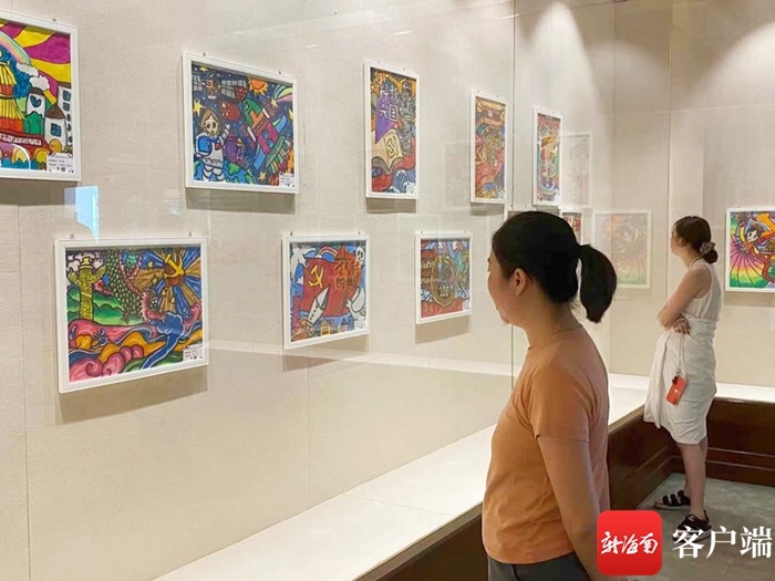 组图海口举办童心向党喜迎建党100周年绘画展