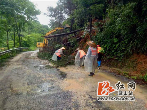 蓝山：强降雨后急行动 公路部门忙抢修