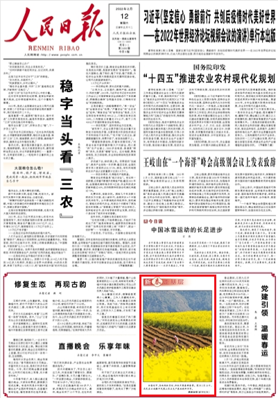 《人民日报》头版报道云南腾冲农民栽种洋芋的春耕图景