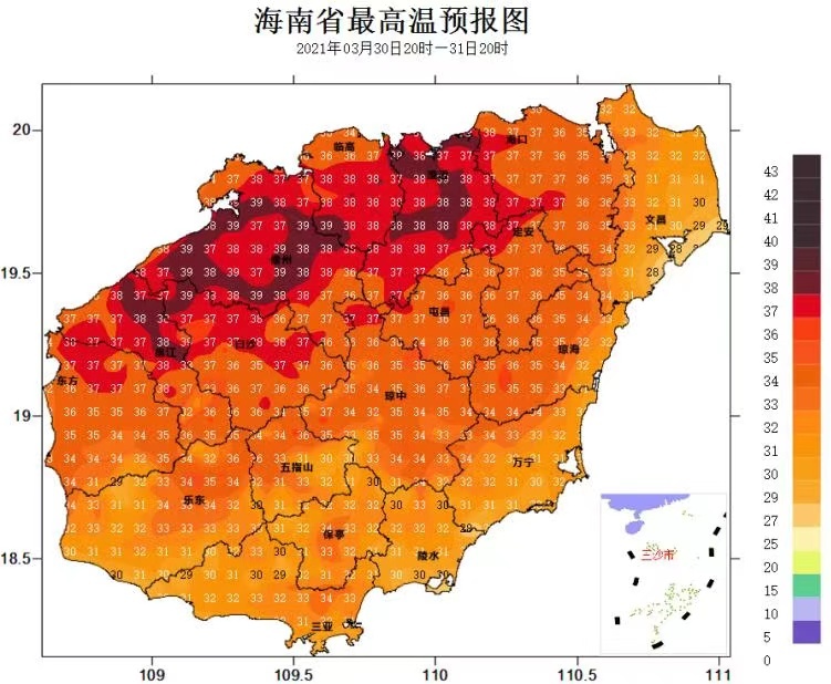 高溫四級預警明起海南8市縣大部分鄉鎮將達37